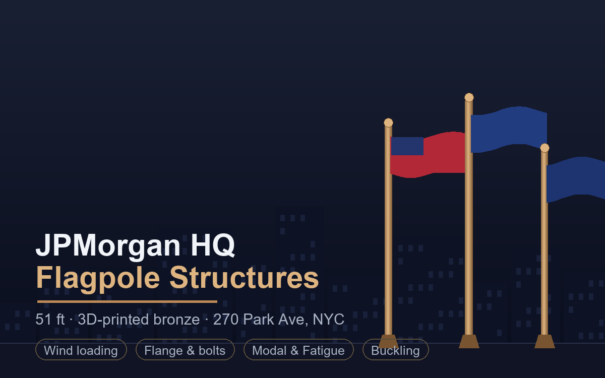 JPMorgan HQ bronze flagpole structures — structural design